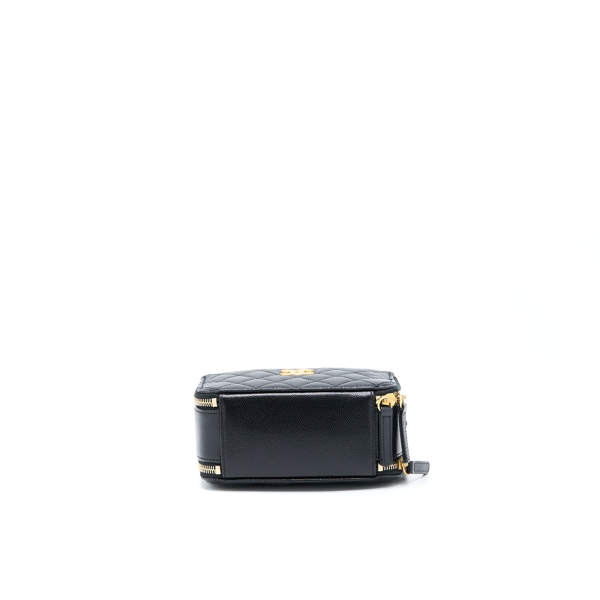 CHANEL 22S TOP HANDLE SMALL VANITY CASE CAVIAR BLACK BRUSHED GHW (MICROCHIP)