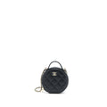 CHANEL MINI TOP HANDLE ROUND VANITY CASE WITH CHAIN CAVIAR BLACK LGHW