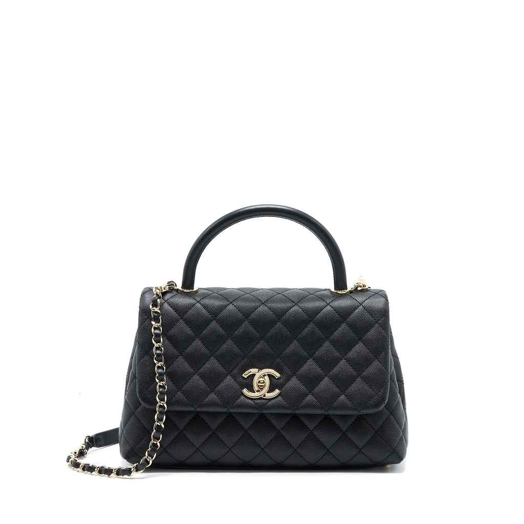 CHANEL MEDIUM COCO HANDLE CAVIAR BLACK LGHW