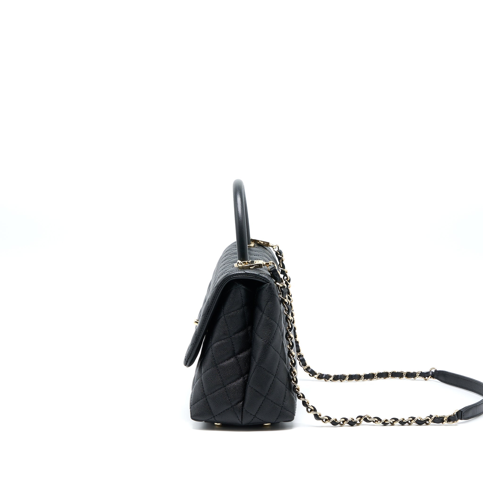 CHANEL MEDIUM COCO HANDLE CAVIAR BLACK LGHW
