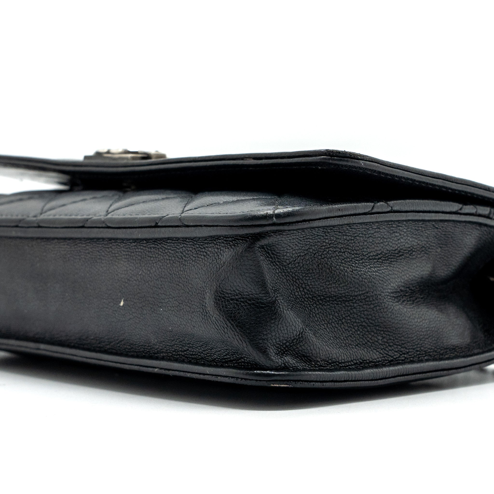 CHANEL BOY WALLET ON CHAIN LAMBSKIN BLACK RUTHENIUM HARDWARE