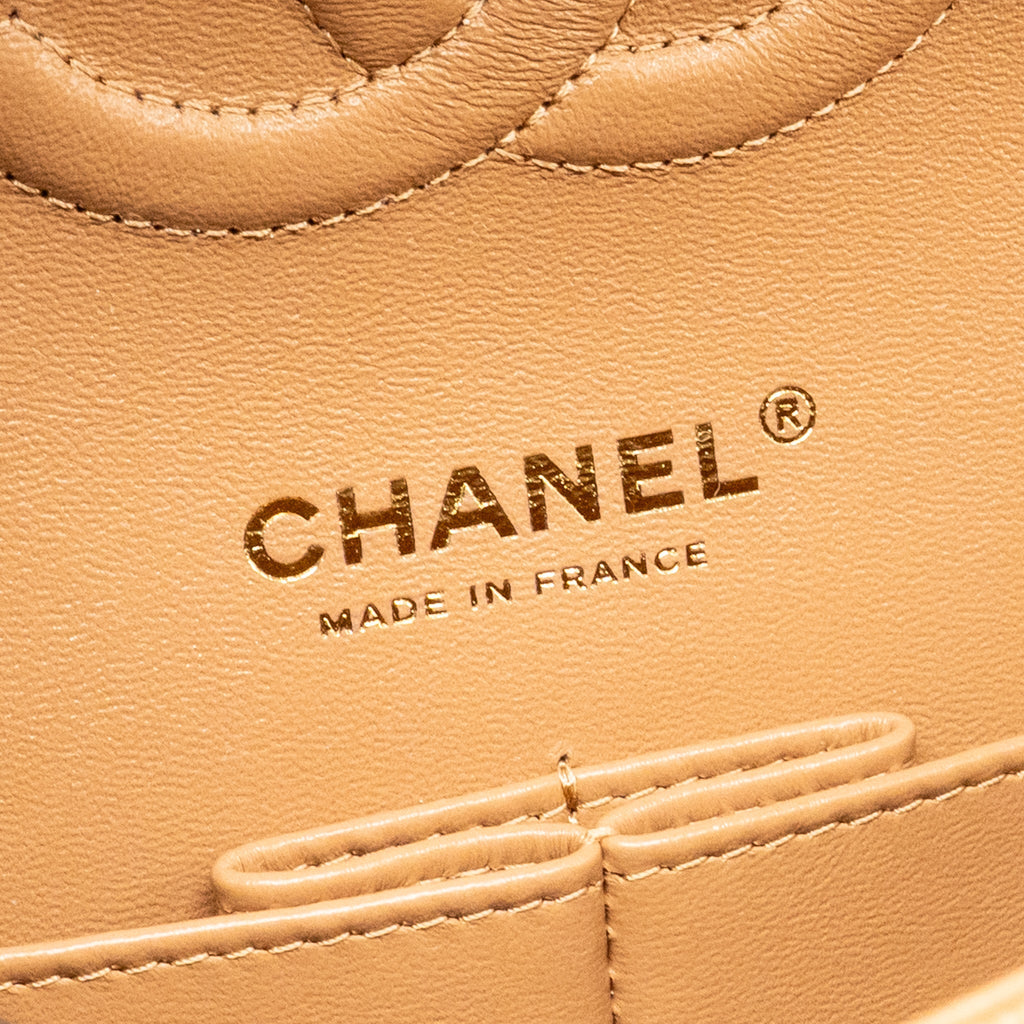 CHANEL MEDIUM CLASSIC DOUBLE FLAP BAG CAVIAR CARAMEL LGHW(MICROCHIP)