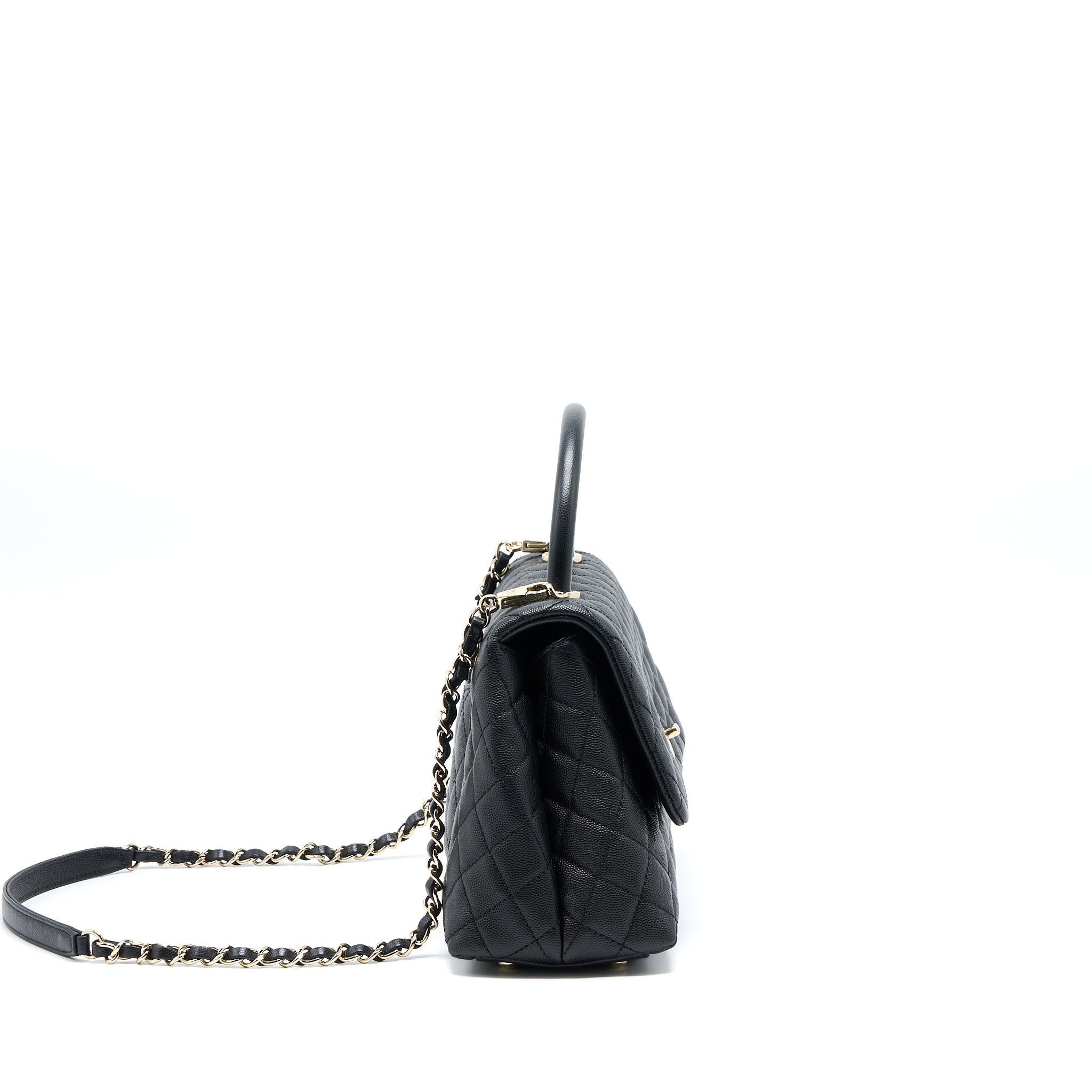 CHANEL MEDIUM COCO HANDLE CAVIAR BLACK LGHW