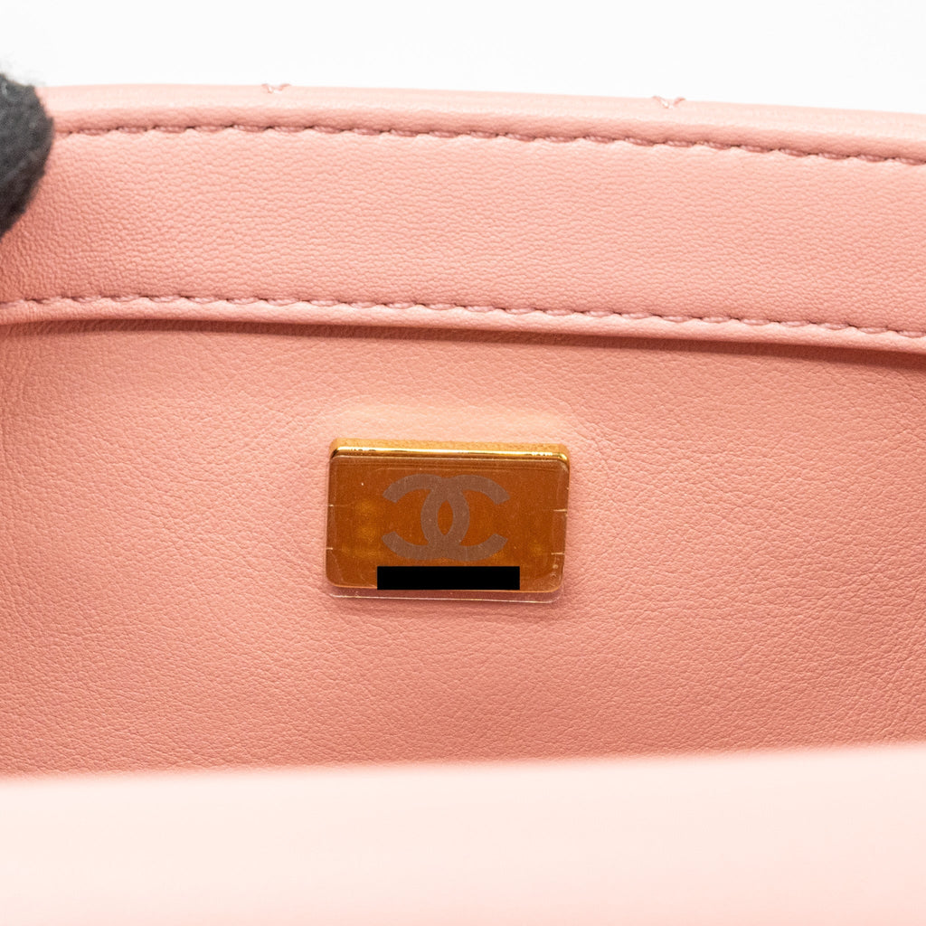 CHANEL PEARL CRUSH MINI RECTANGULAR FLAP BAG LAMBSKIN PINK GHW (MICROCHIP)