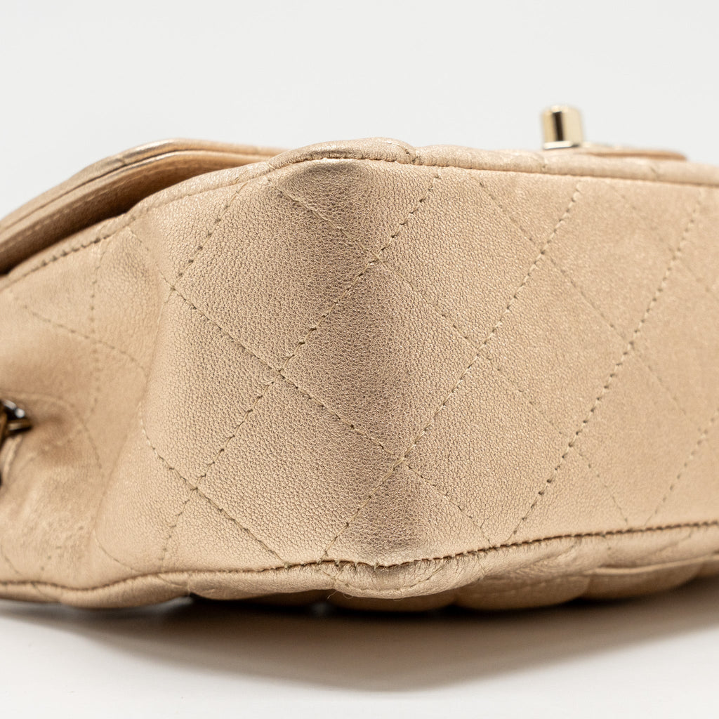 CHANEL MINI RECTANGULAR FLAP BAG LAMBSKIN METALLIC GOLD LGHW