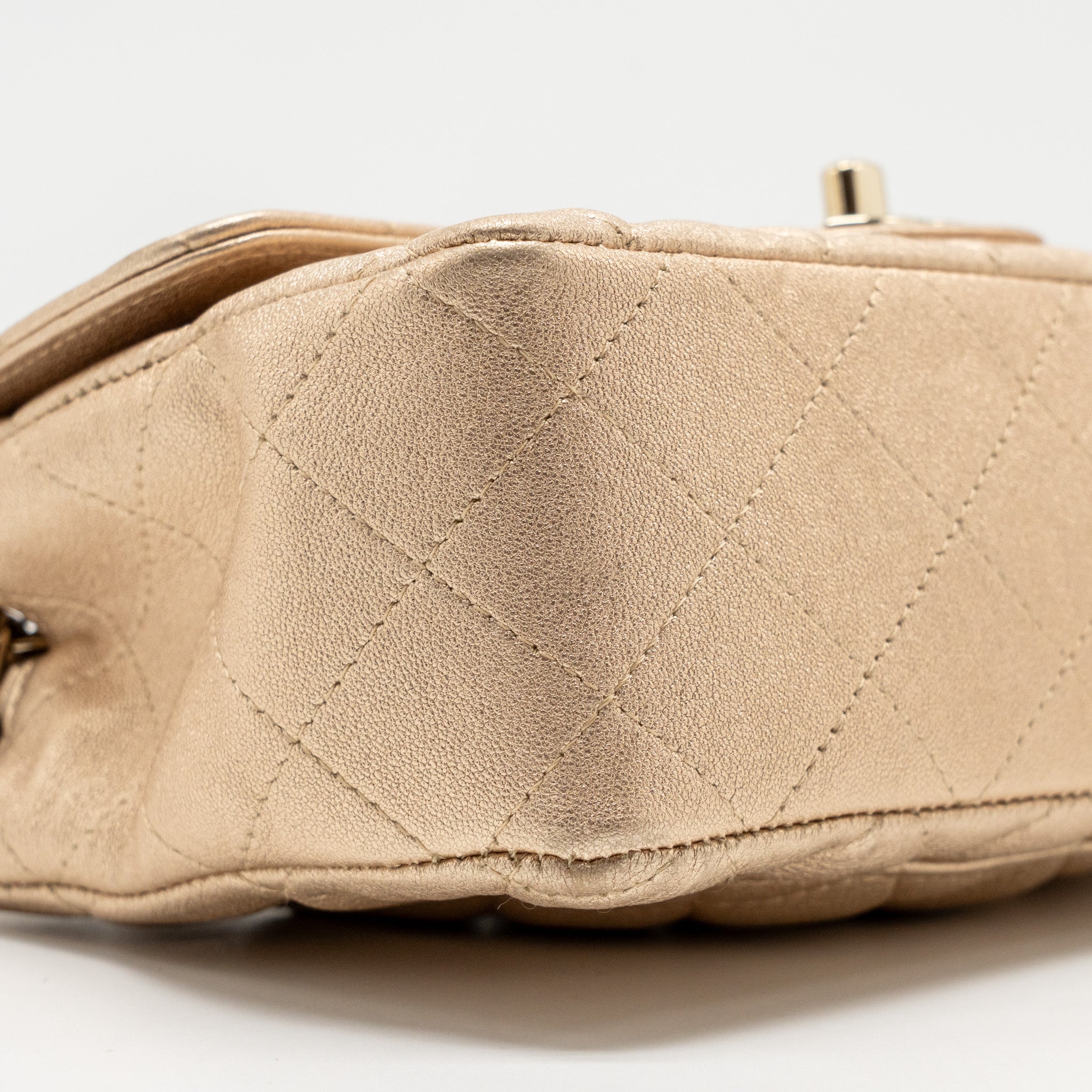 CHANEL MINI RECTANGULAR FLAP BAG LAMBSKIN METALLIC GOLD LGHW