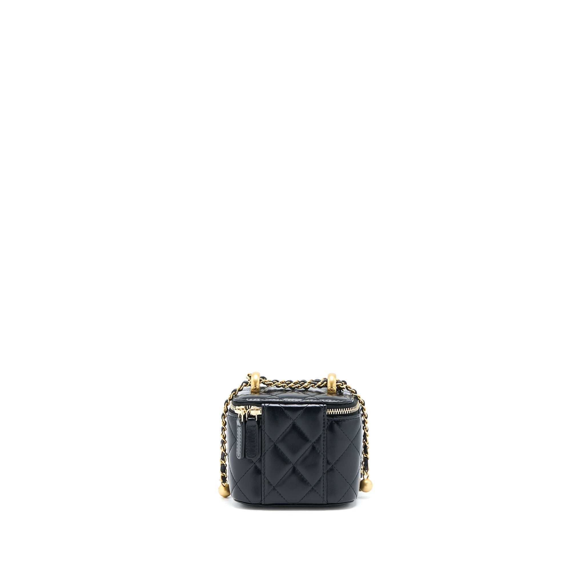 CHANEL 21A GOLD CRUSH MINI VANITY CASE CALFSKIN BLACK BRUSHED GHW