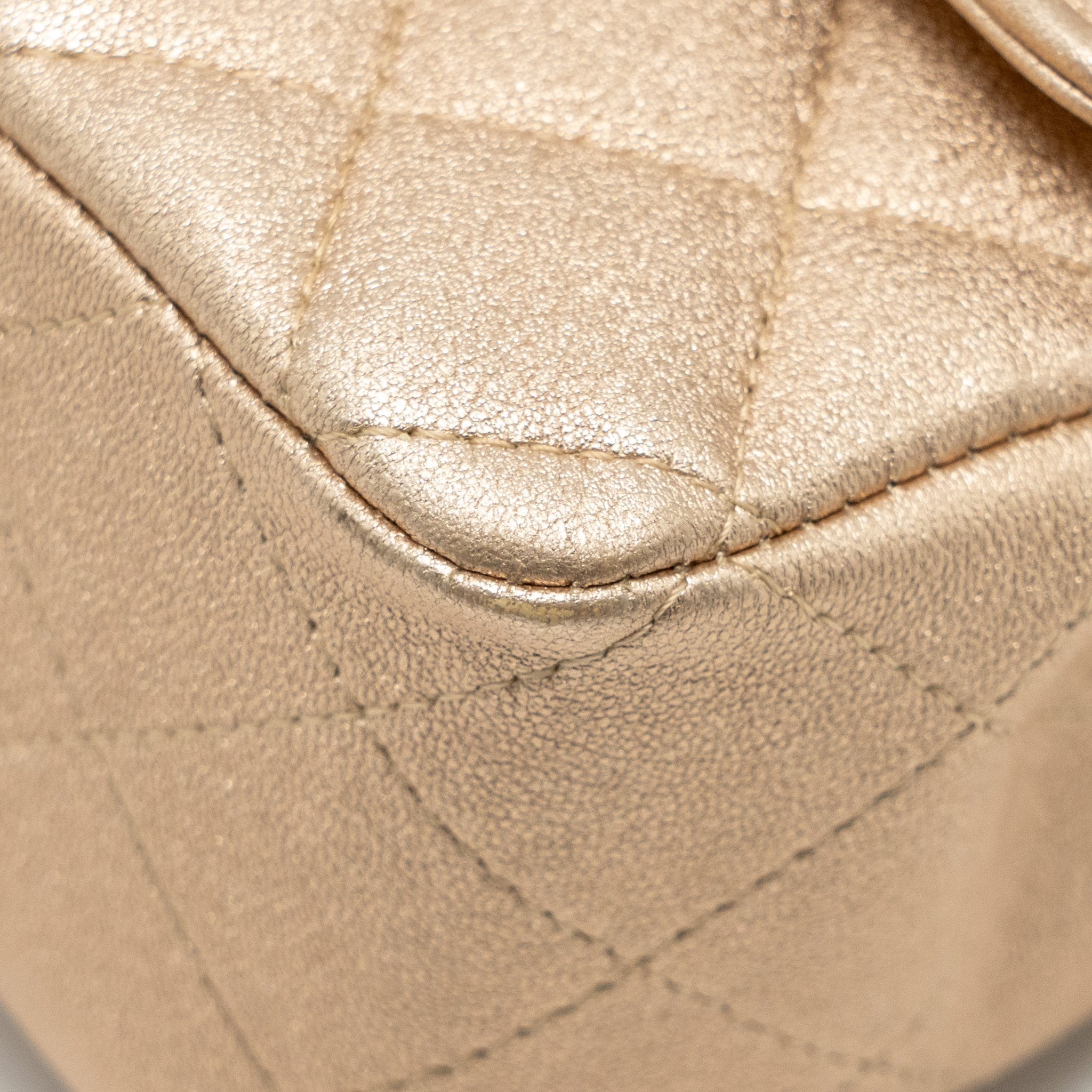CHANEL MINI RECTANGULAR FLAP BAG LAMBSKIN METALLIC GOLD LGHW