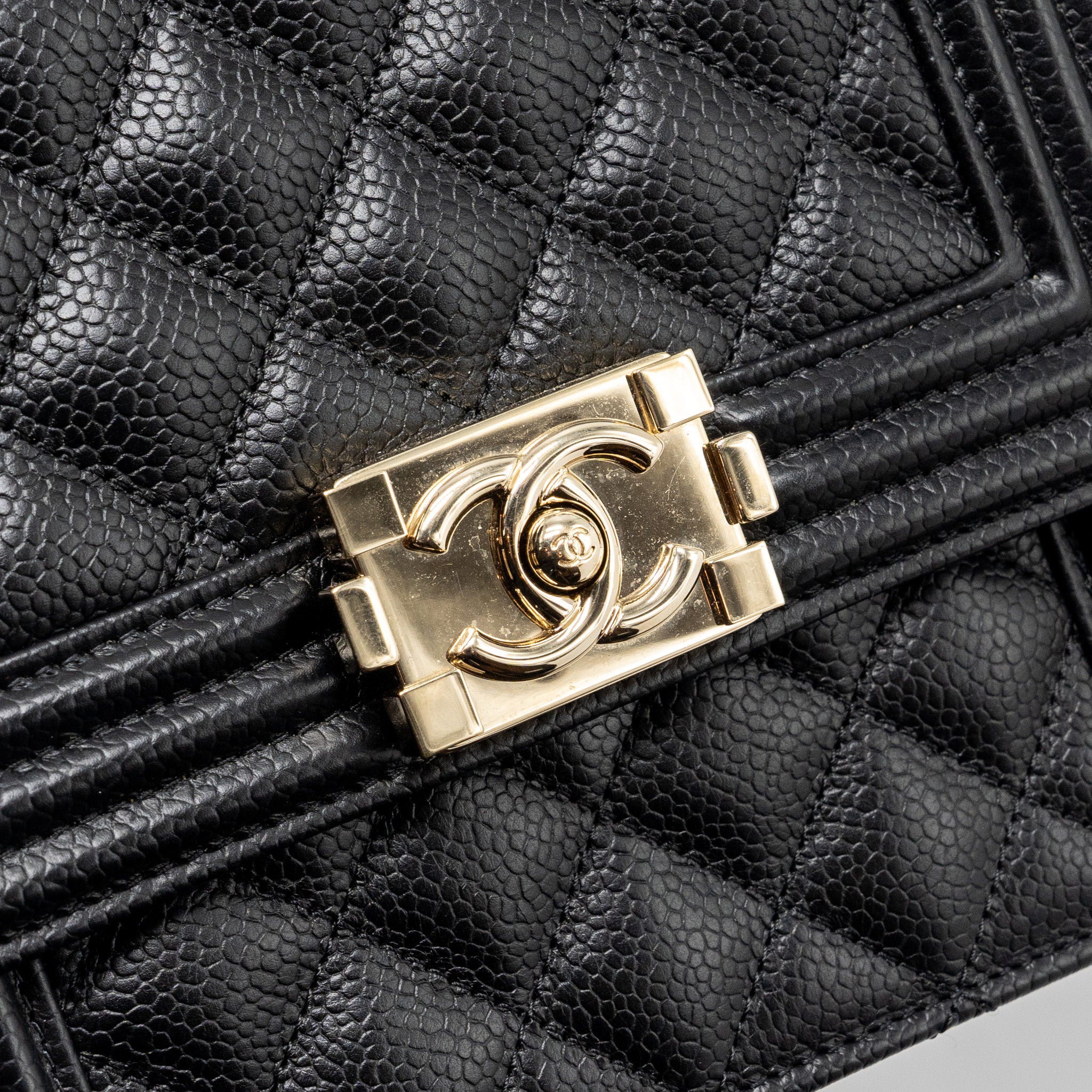 CHANEL NORTH SOUTH BOY BAG CAVIAR BLACK LGHW