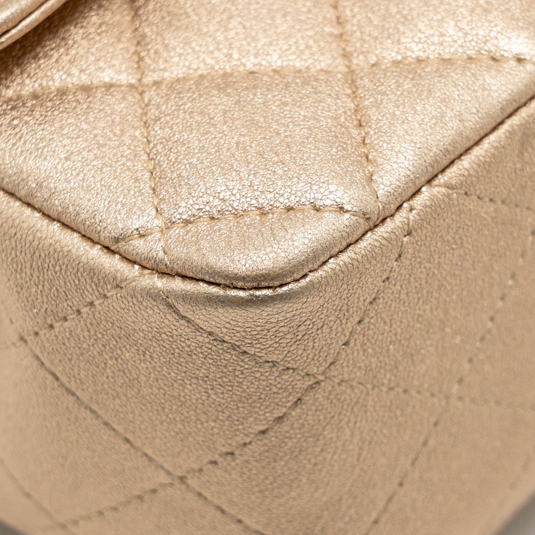 CHANEL MINI RECTANGULAR FLAP BAG LAMBSKIN METALLIC GOLD LGHW