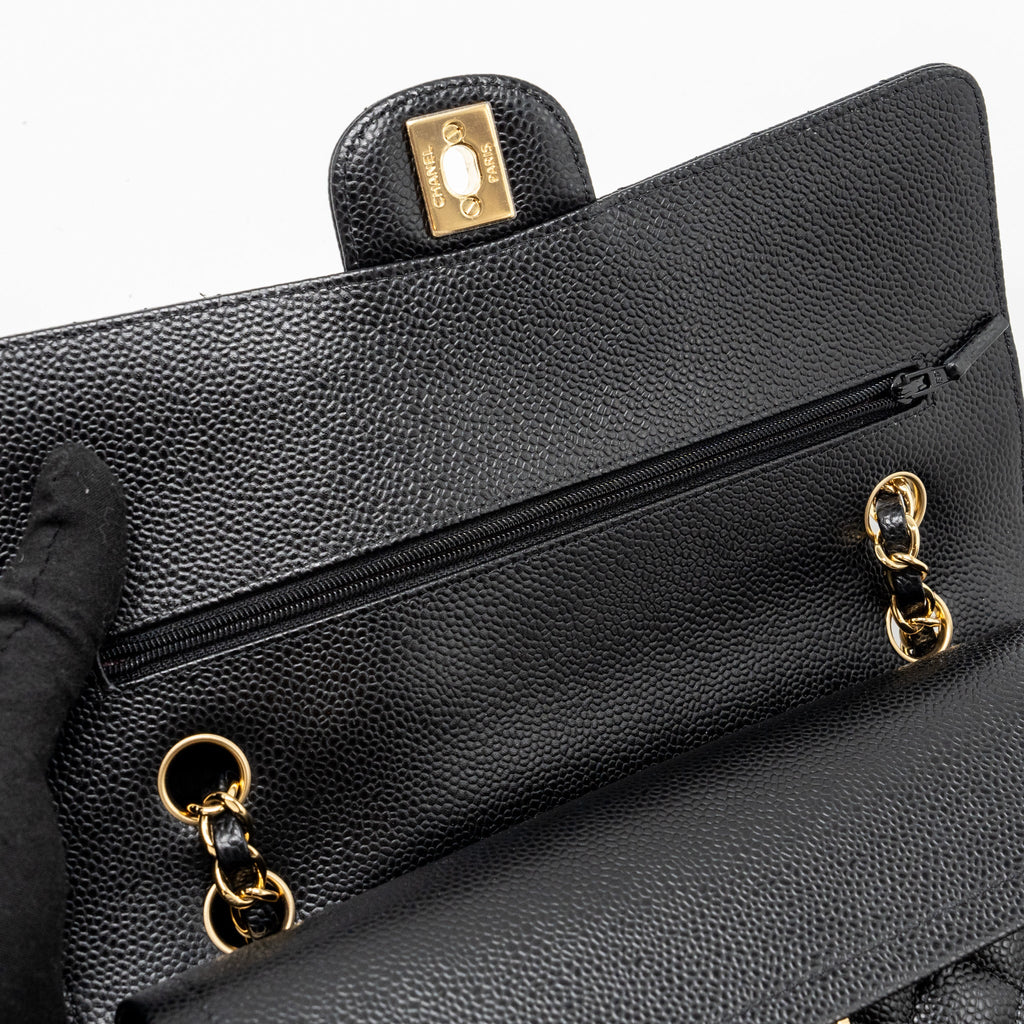 CHANEL MEDIUM CLASSIC DOUBLE FLAP BAG CAVIAR BLACK GHW