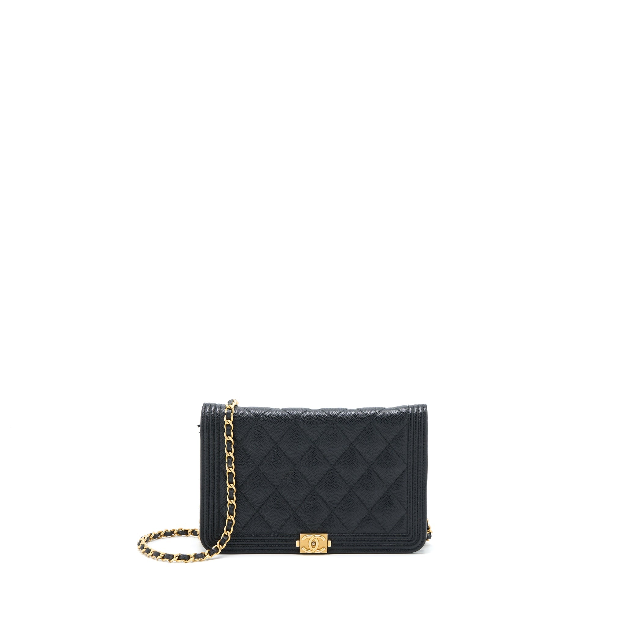 CHANEL CLASSIC BOY WALLET ON CHAIN CAVIAR BLACK GHW