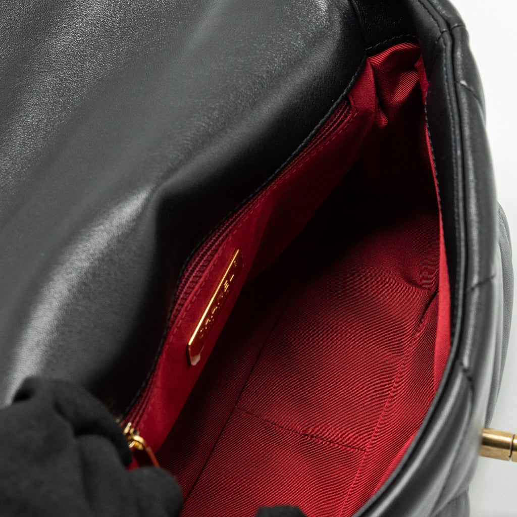 CHANEL SMALL 19 BAG LAMBSKIN BLACK MULTICOLOUR HARDWARE
