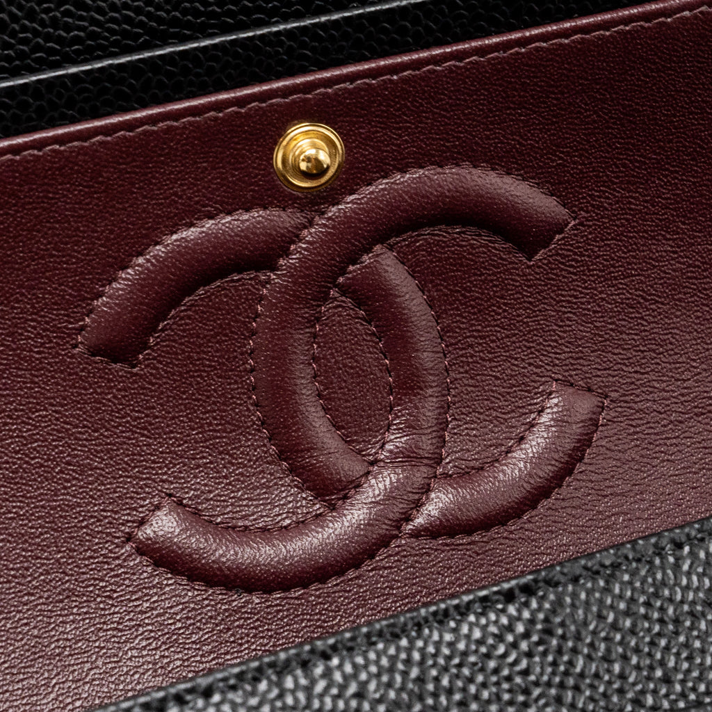 CHANEL MEDIUM CLASSIC DOUBLE FLAP BAG CAVIAR BLACK GHW