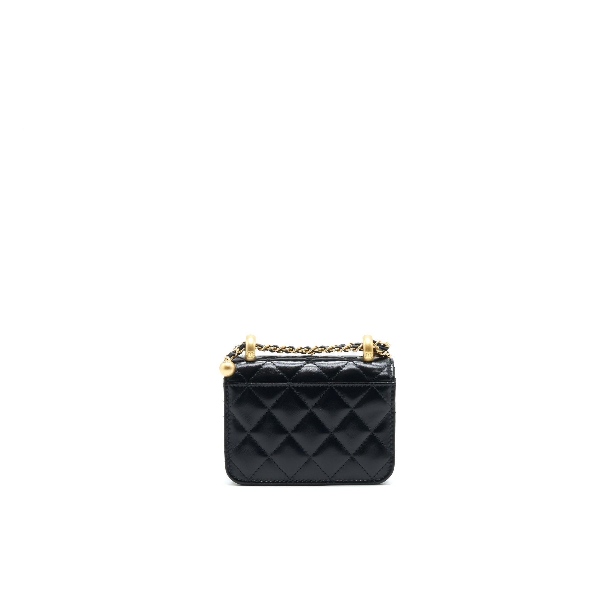 CHANEL 21A FLAP COIN PURSE WITH CHAIN CALFSKIN BLACK GHW