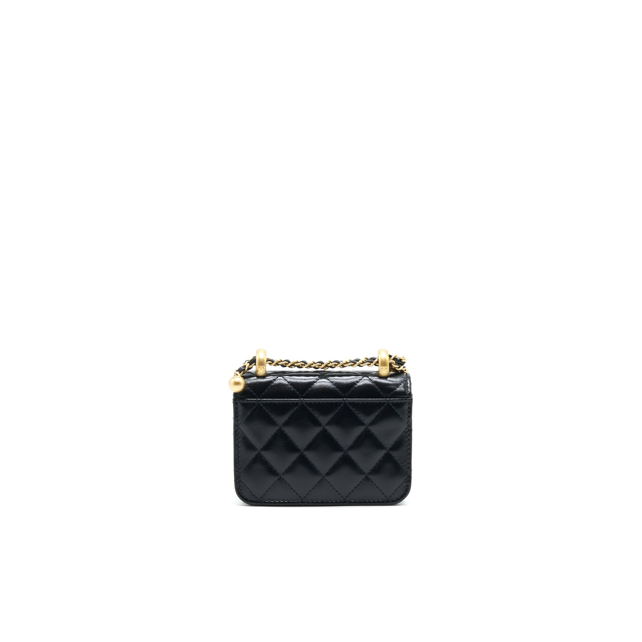 CHANEL 21A FLAP COIN PURSE WITH CHAIN BLACK WITH GHW CALFSKIN