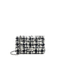 CHANEL VINTAGE MEDIUM CLASSIC FLAP BAG TWEED BLACK AND WHITE SHW