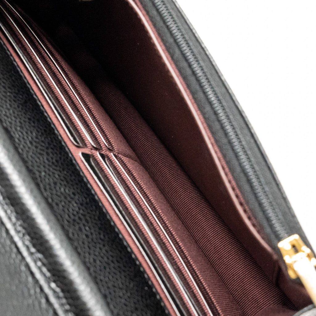 CHANEL CLASSIC WALLET ON CHAIN CAVIAR BLACK GHW (MICROCHIP)