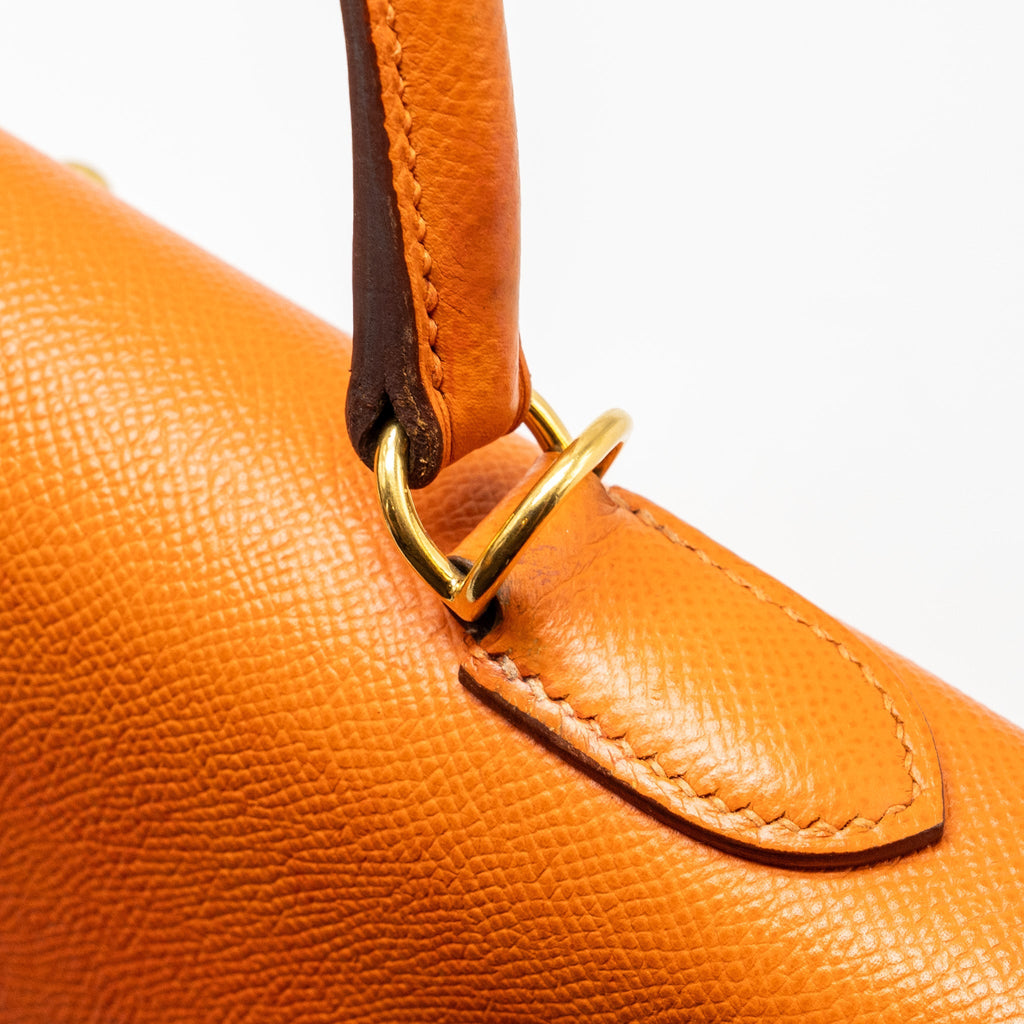 HERMES KELLY 32 EPSOM ORANGE GHW
