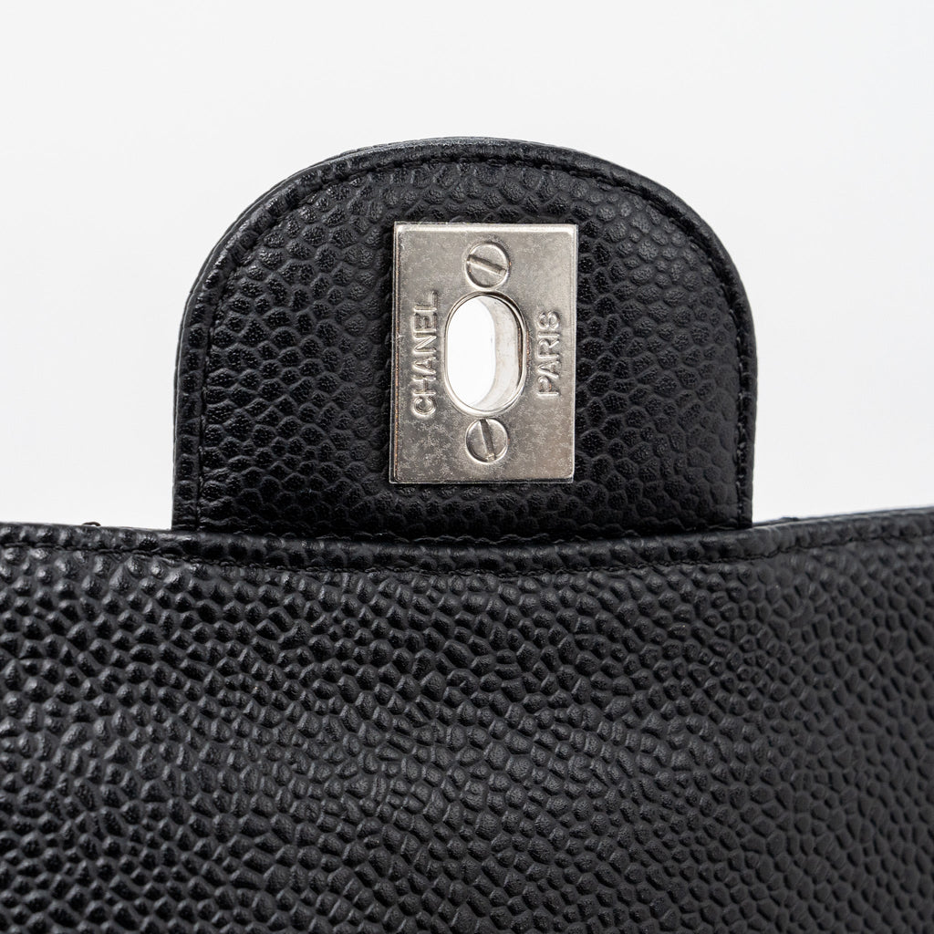 CHANEL MEDIUM CLASSIC DOUBLE FLAP BAG CAVIAR BLACK SHW