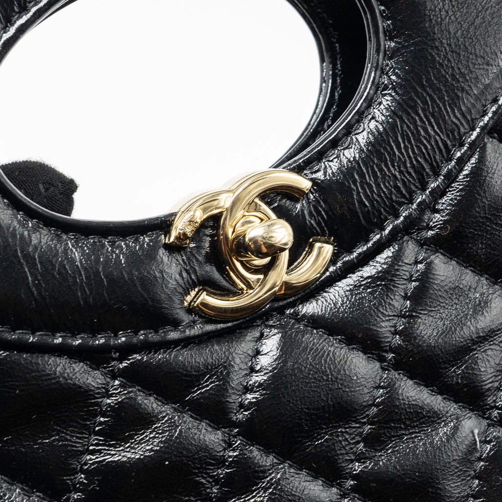 CHANEL MINI 31 BAG SHINY CALFSKIN BLACK LGHW (MICROCHIP)
