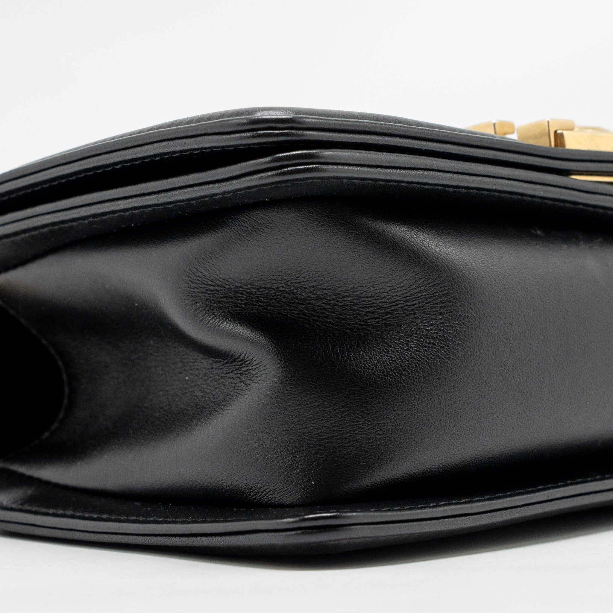 CHANEL SMALL BOY BAG CALFSKIN BLACK GHW (MICROCHIP)