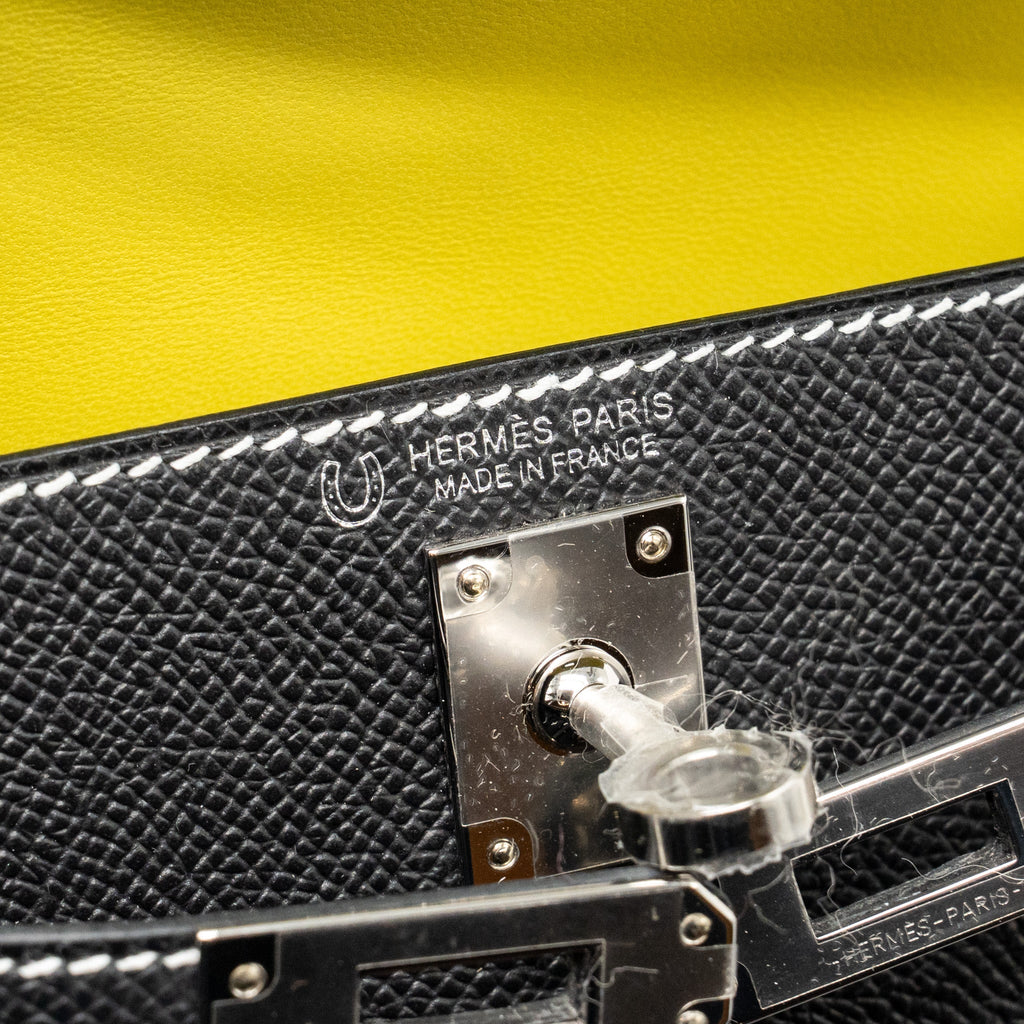 HERMES MINI KELLY II SPECIAL ORDER EPSOM BLACK/LIME SHW