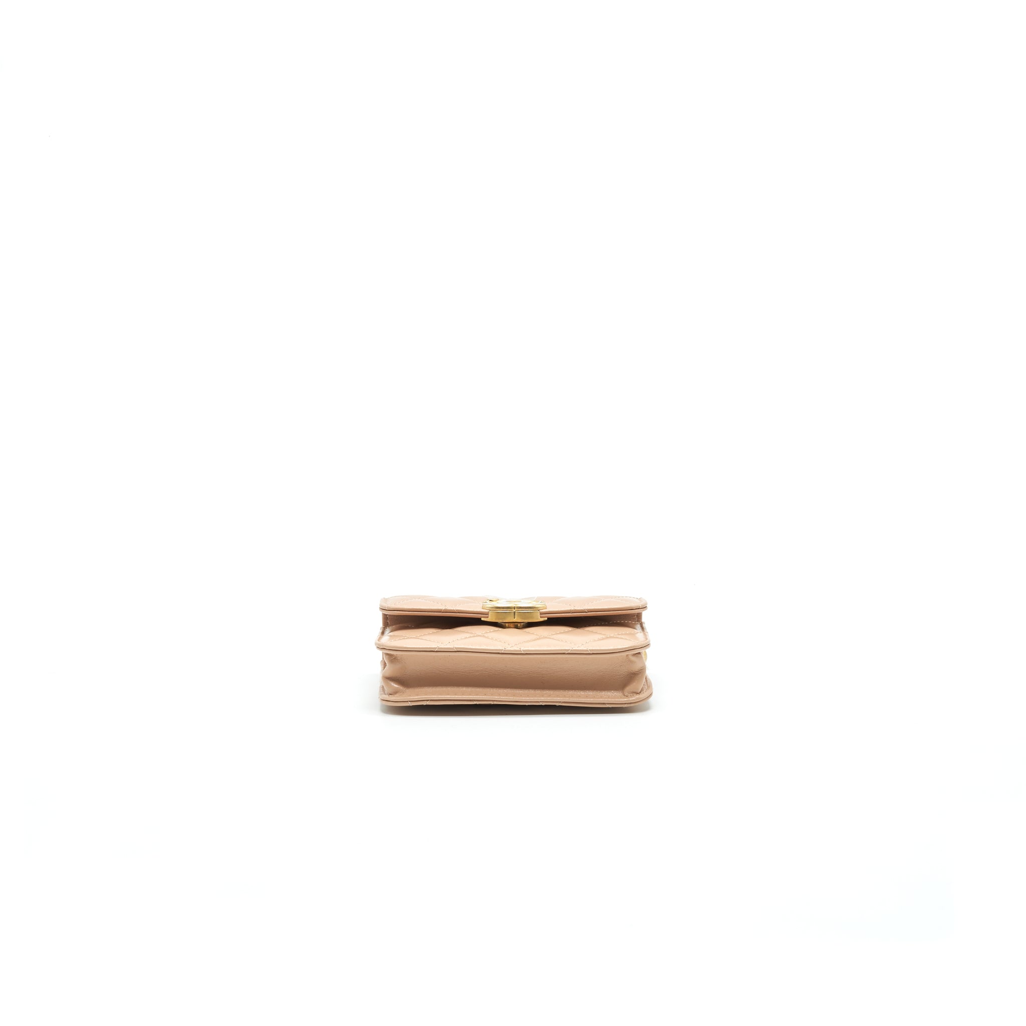CHANEL 21A FLAP COIN PURSE WITH CHAIN BEIGE
