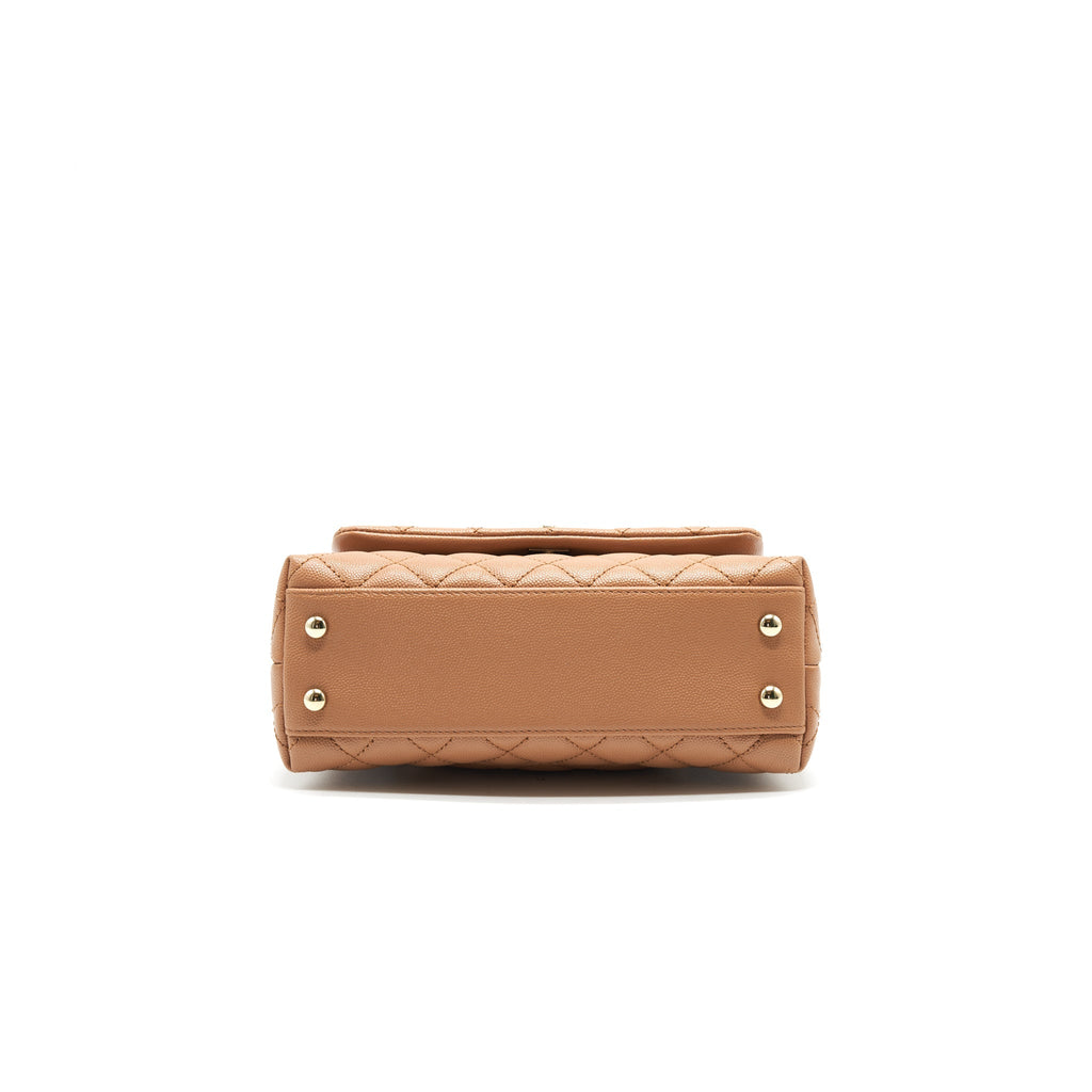 CHANEL MINI COCO HANDLE FLAP BAG 21P CARAMEL LGHW