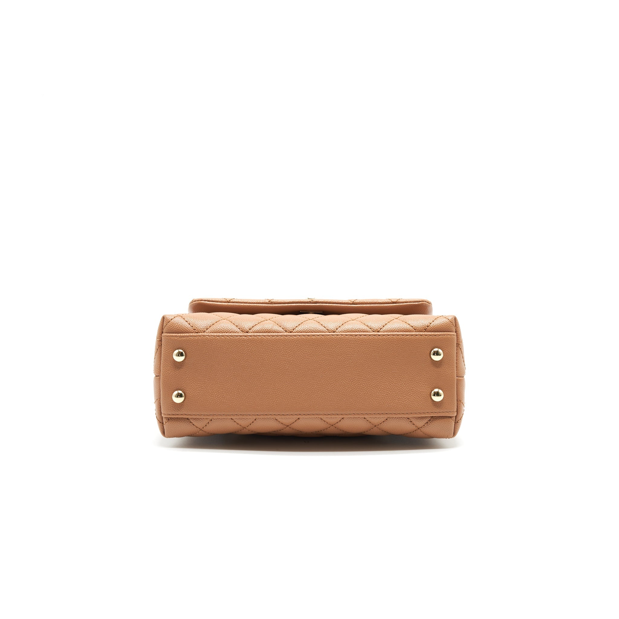 CHANEL MINI COCO HANDLE FLAP BAG 21P CARAMEL LGHW