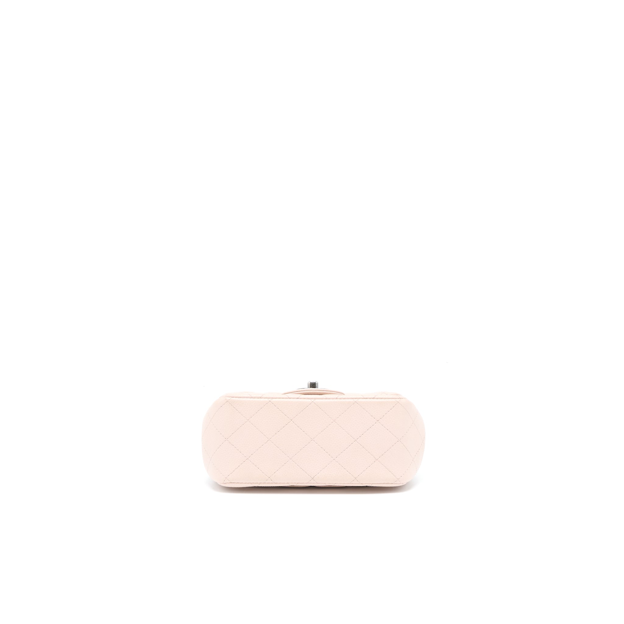 CHANEL MINI SQUARE FLAP BAG CAVIAR LIGHT PINK RUTHENIUM HARDWARE