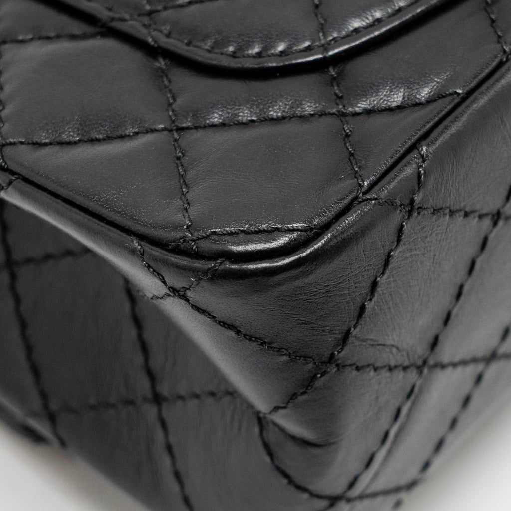 CHANEL MINI 2.55 REISSUE AGED CALFSKIN BLACK GHW