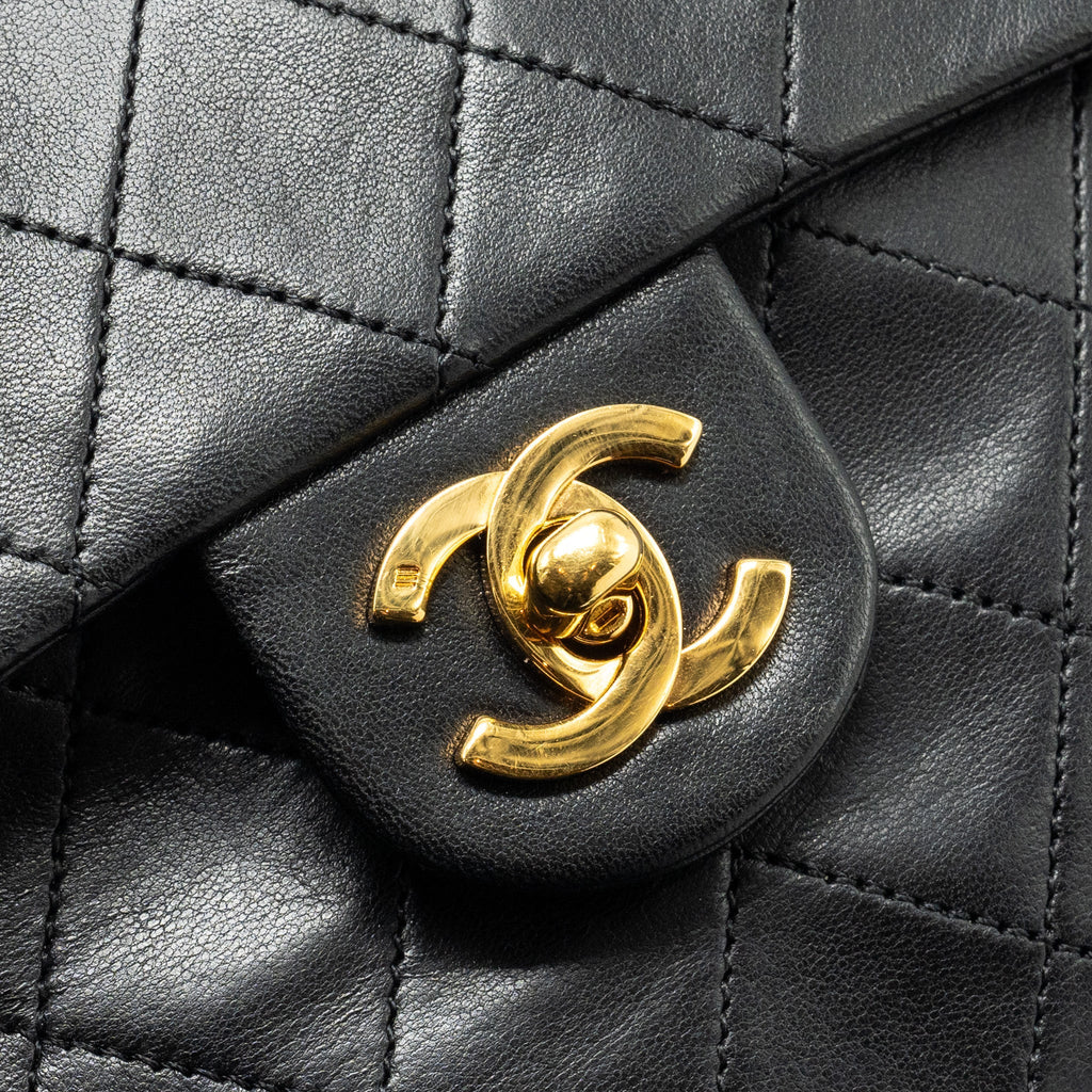 CHANEL VINTAGE MINI SQUARE FLAP BAG LAMBSKIN BLACK GHW