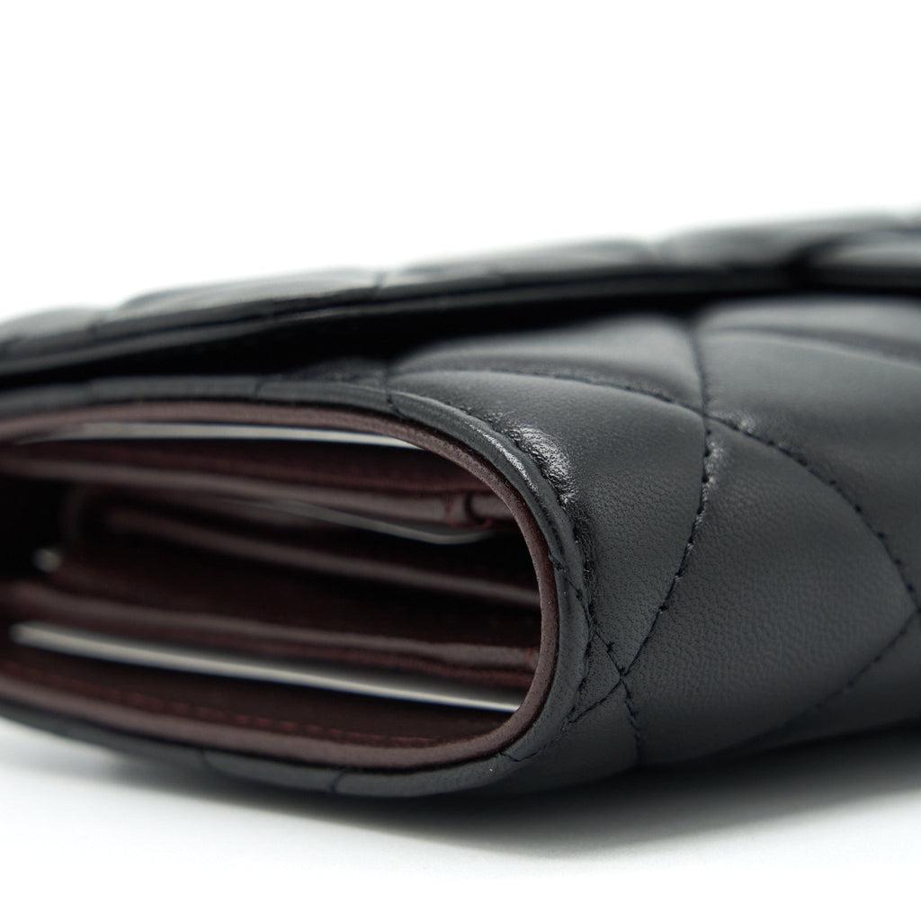 CHANEL CLASSIC LONG WALLET LAMBSKIN BLACK GHW