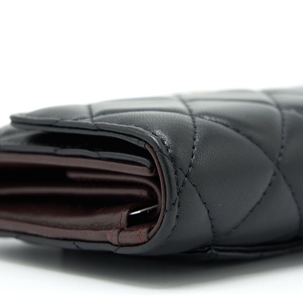 CHANEL CLASSIC LONG WALLET LAMBSKIN BLACK GHW