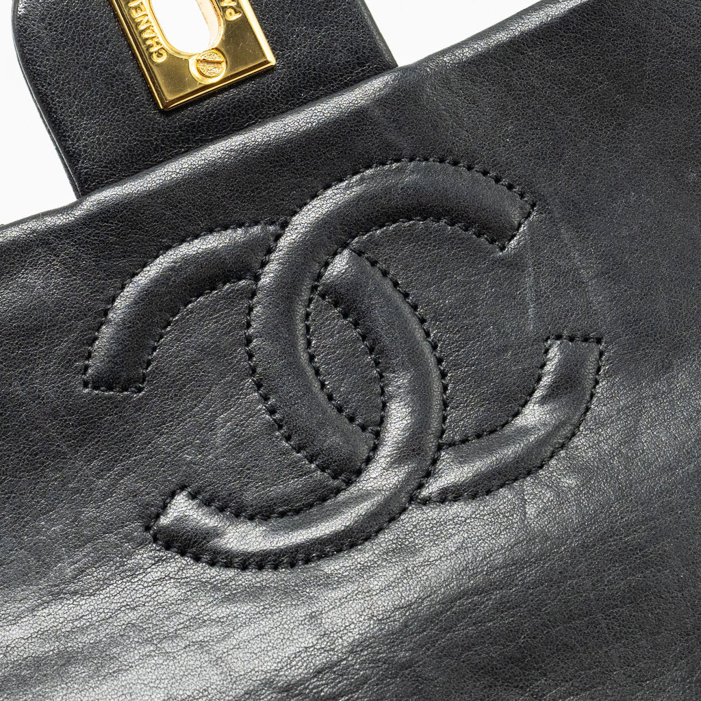 CHANEL VINTAGE MINI SQUARE FLAP BAG LAMBSKIN BLACK GHW