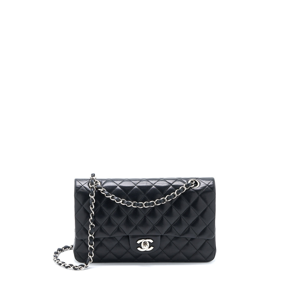 CHANEL MEDIUM CLASSIC DOUBLE FLAP BAG LAMBSKIN BLACK SHW