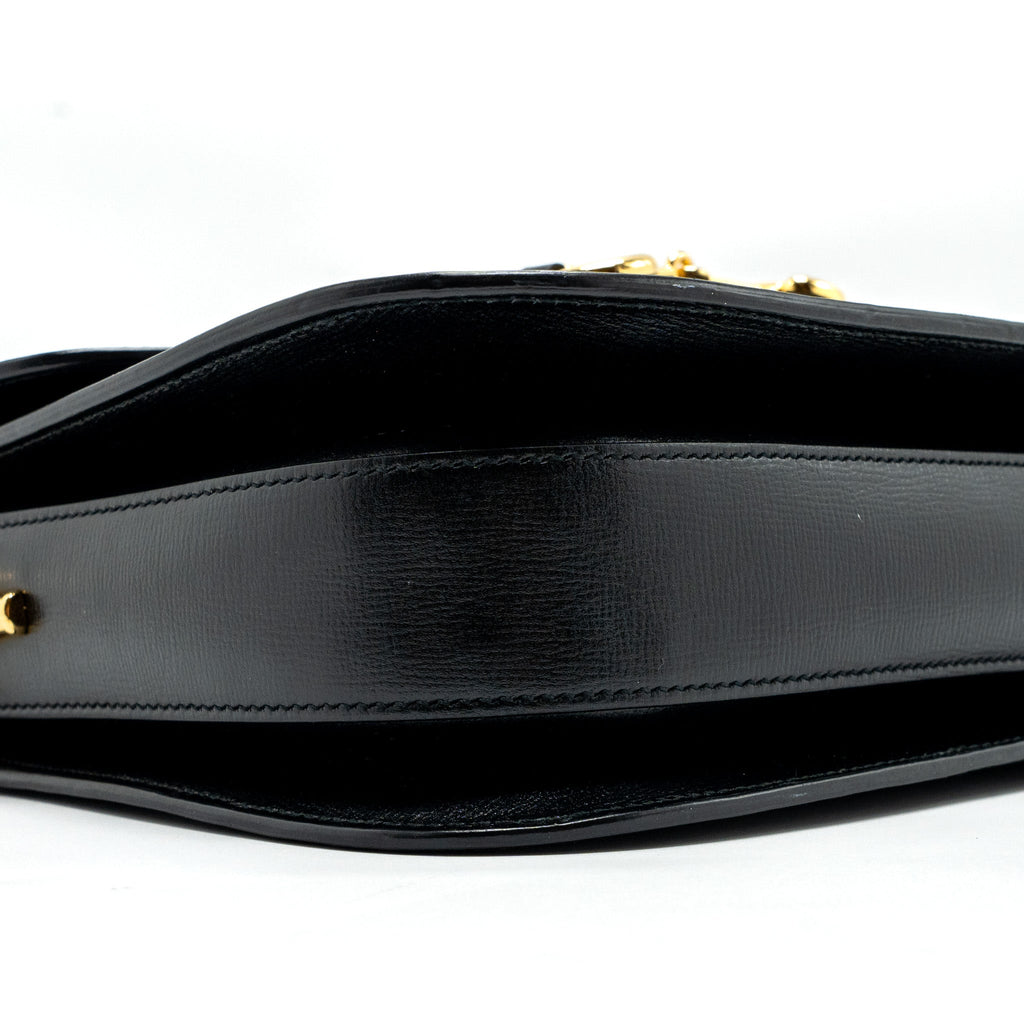 GUCCI HORSEBIT 1955 SHOULDER BAG LEATHER BLACK GHW
