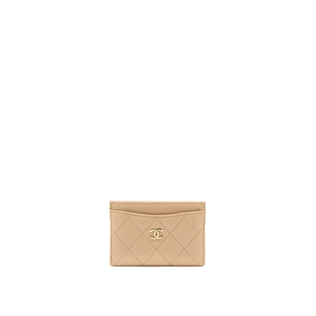 CHANEL CLASSIC CARD HOLDER CAVIAR DARK BEIGE GHW