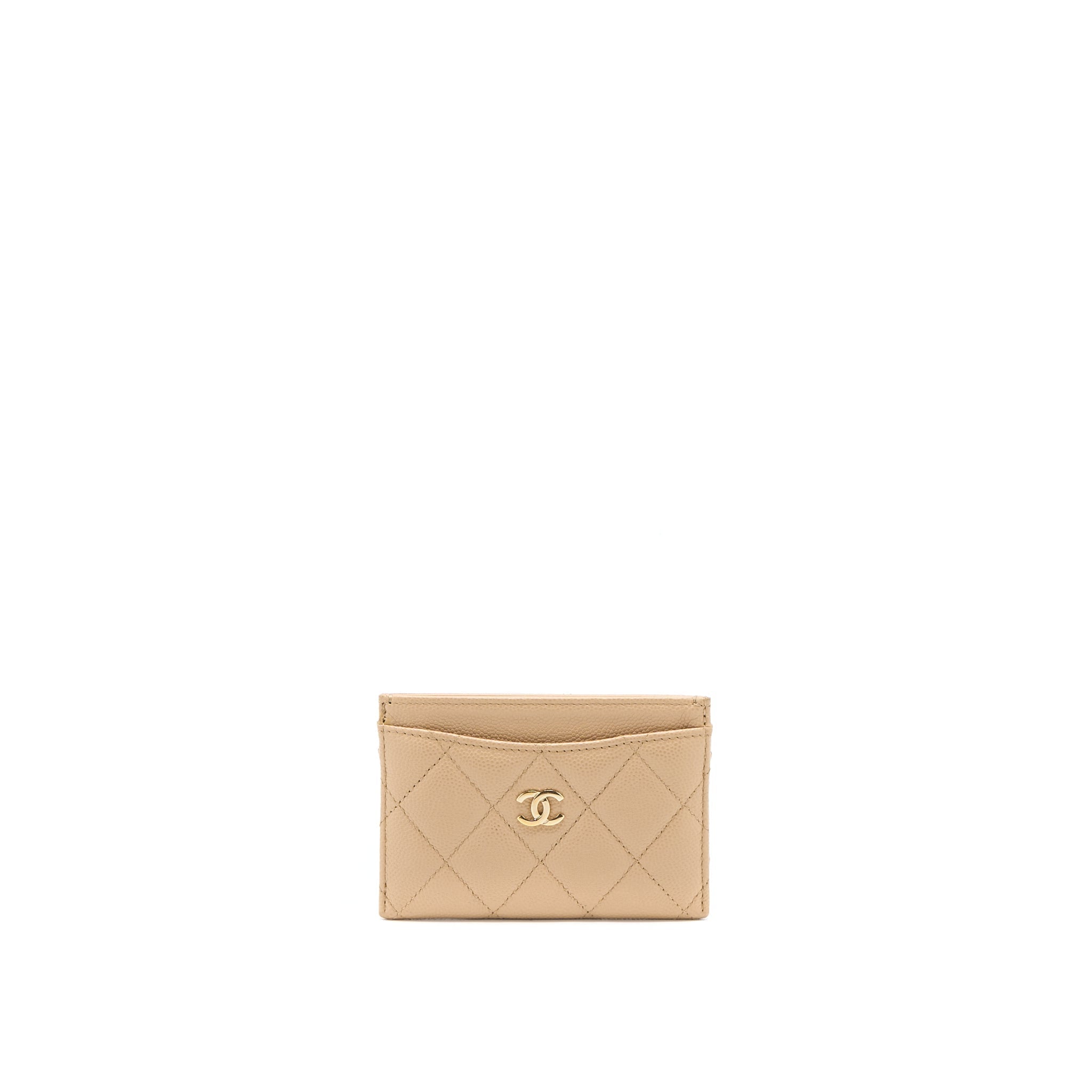 CHANEL CLASSIC CARD HOLDER CAVIAR DARK BEIGE GHW