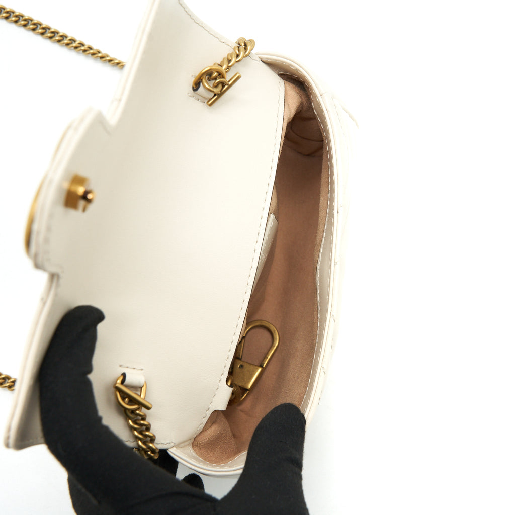 GUCCI GG MARMONT SUPER MINI BAG WHITE GHW