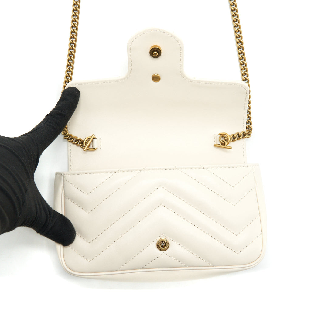 GUCCI GG MARMONT SUPER MINI BAG WHITE GHW
