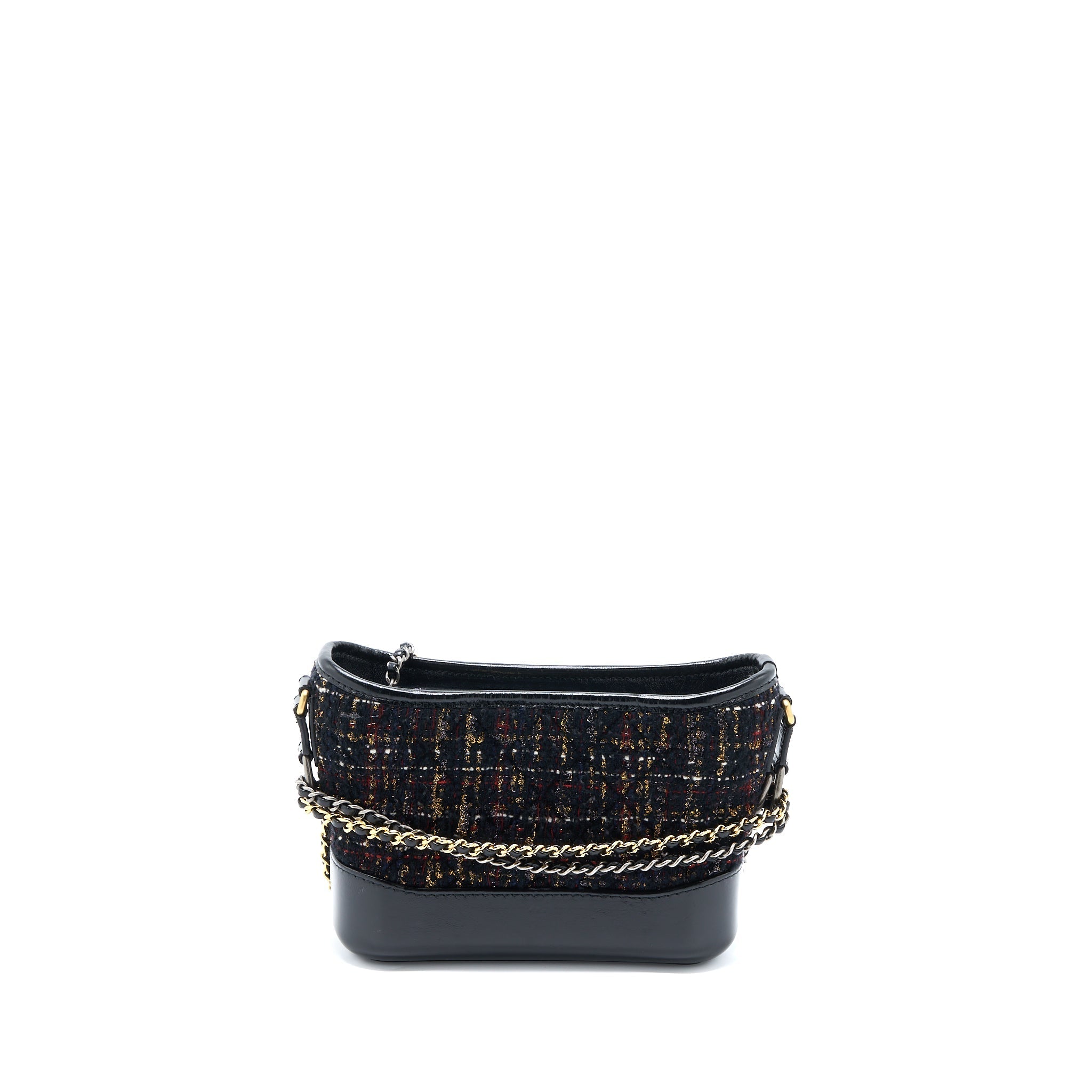 CHANEL SMALL GABRIELLE HOBO BAG TWEED/LEATHER BLACK MULTICOLOUR HARDWARE
