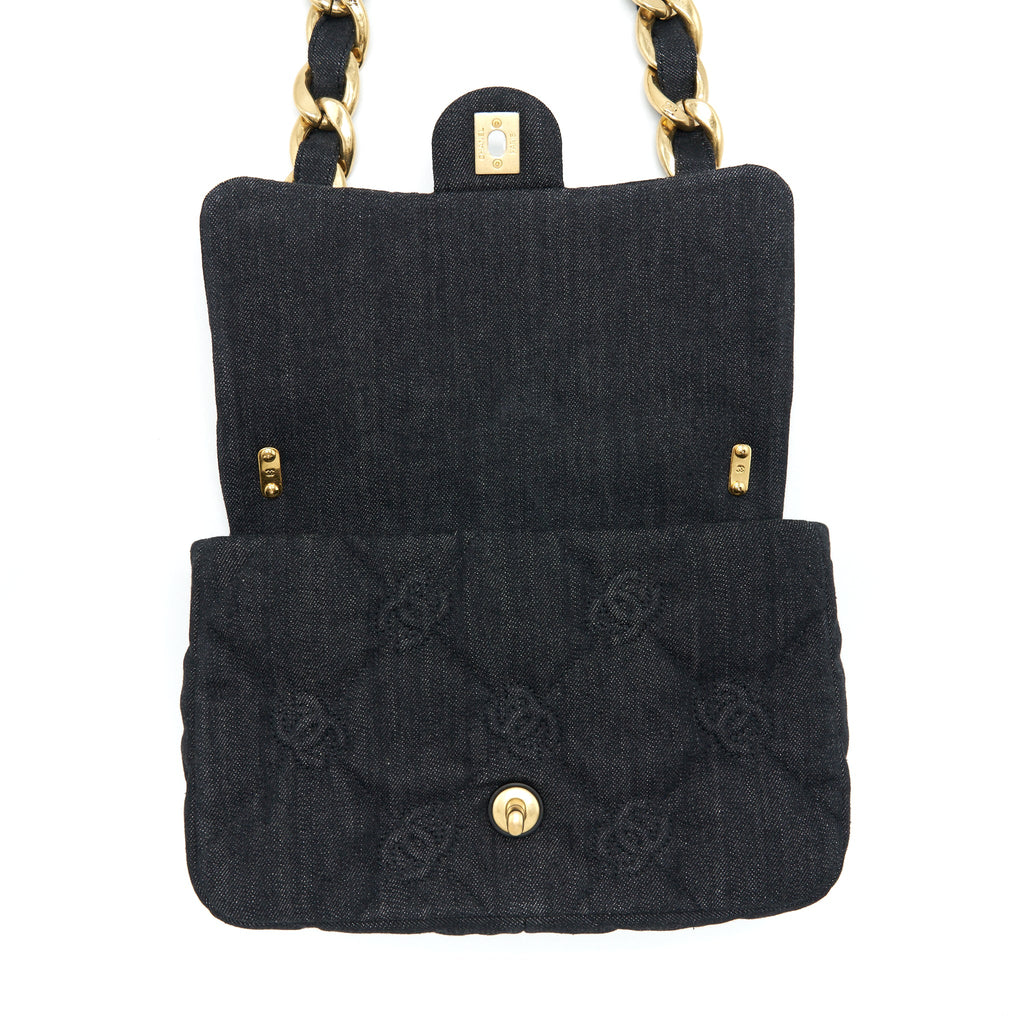 CHANEL 22S SMALL DENIM CC LOGO SHOULDER BAG GHW