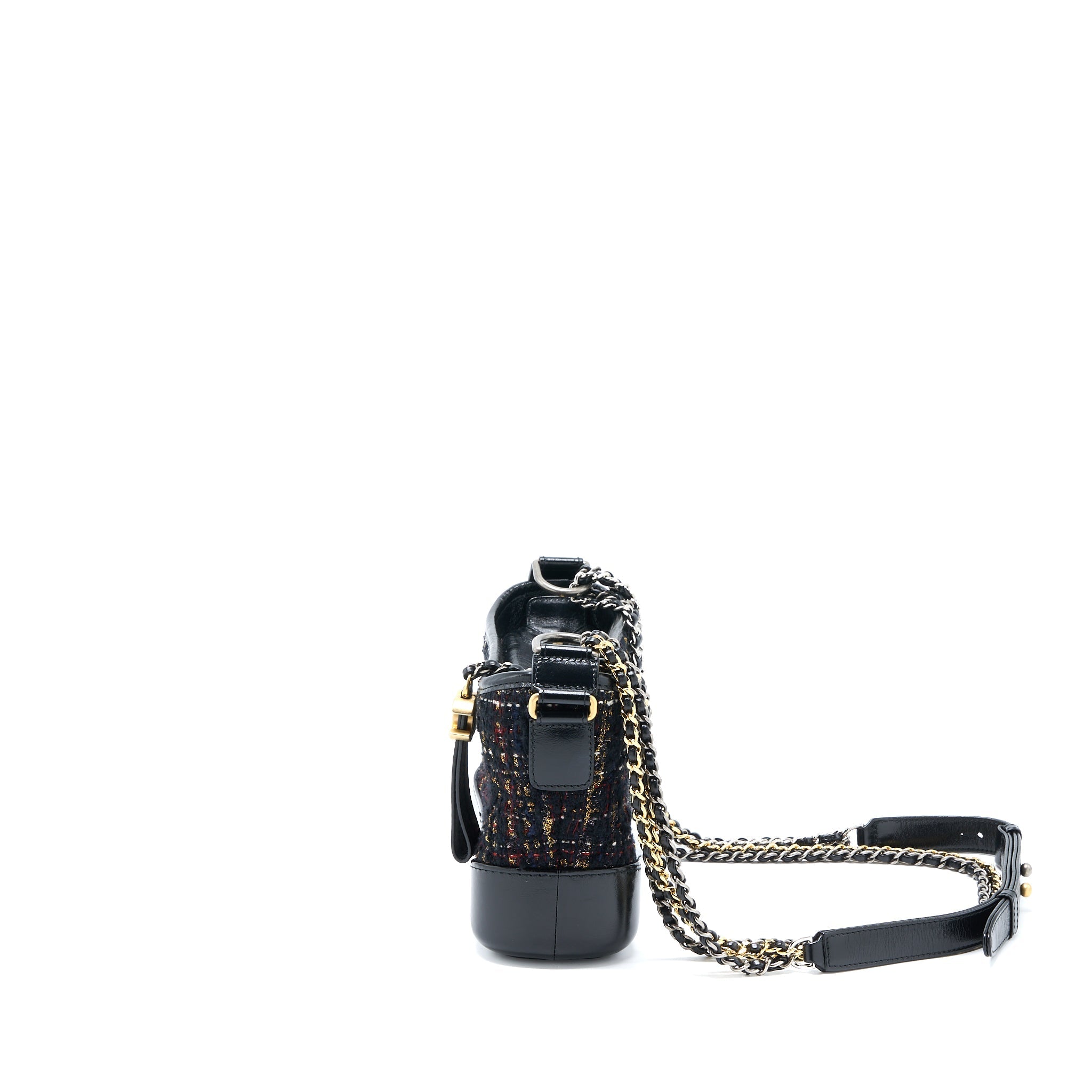 CHANEL SMALL GABRIELLE HOBO BAG TWEED/LEATHER BLACK MULTICOLOUR HARDWARE