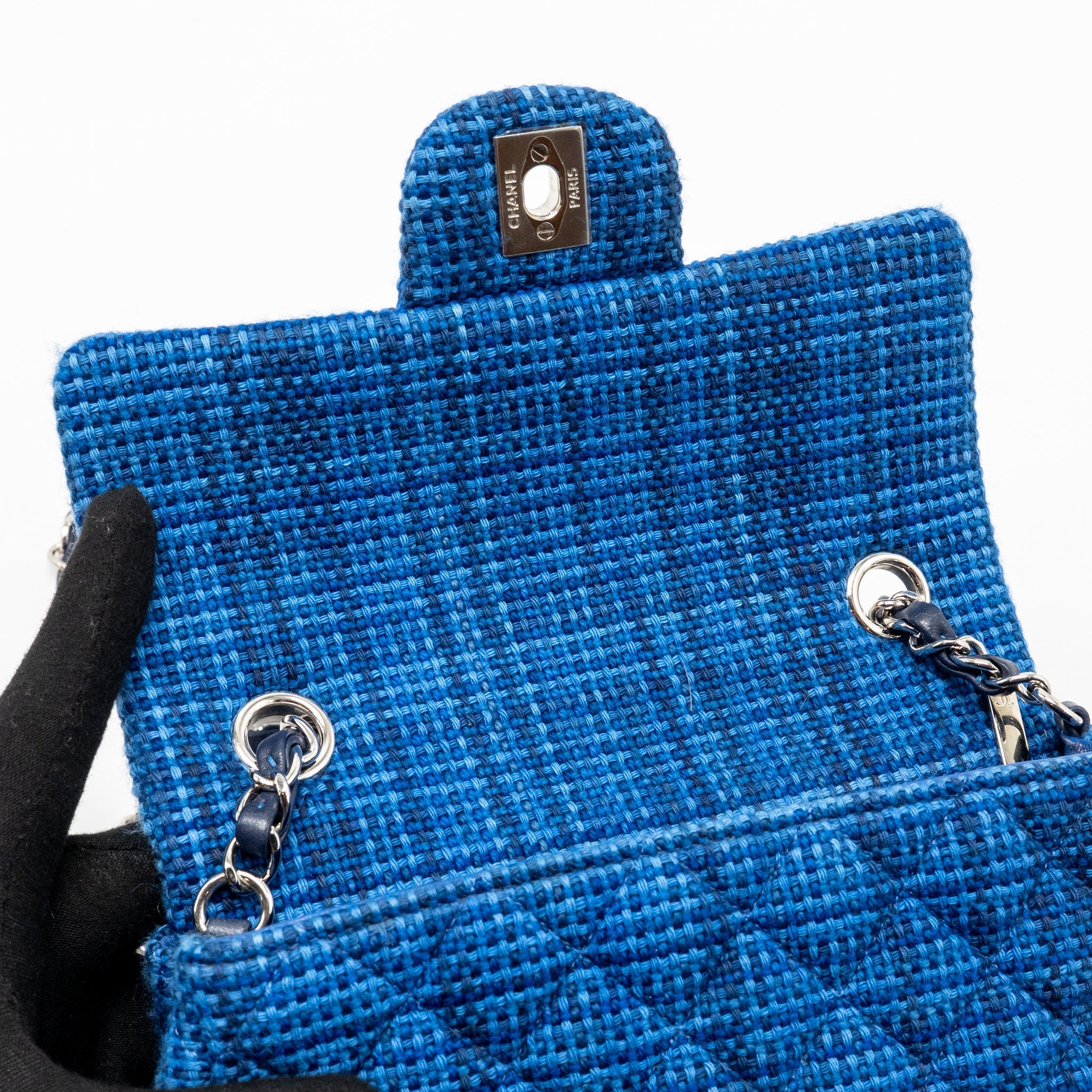 CHANEL MINI RECTANGULAR TWEED BLUE SHW