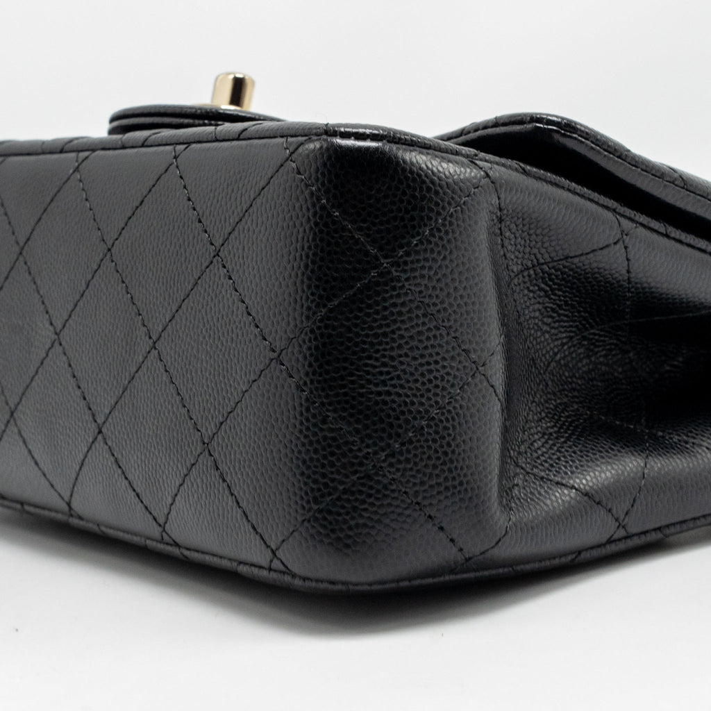 CHANEL MINI SQUARE FLAP BAG CAVIAR BLACK LGHW