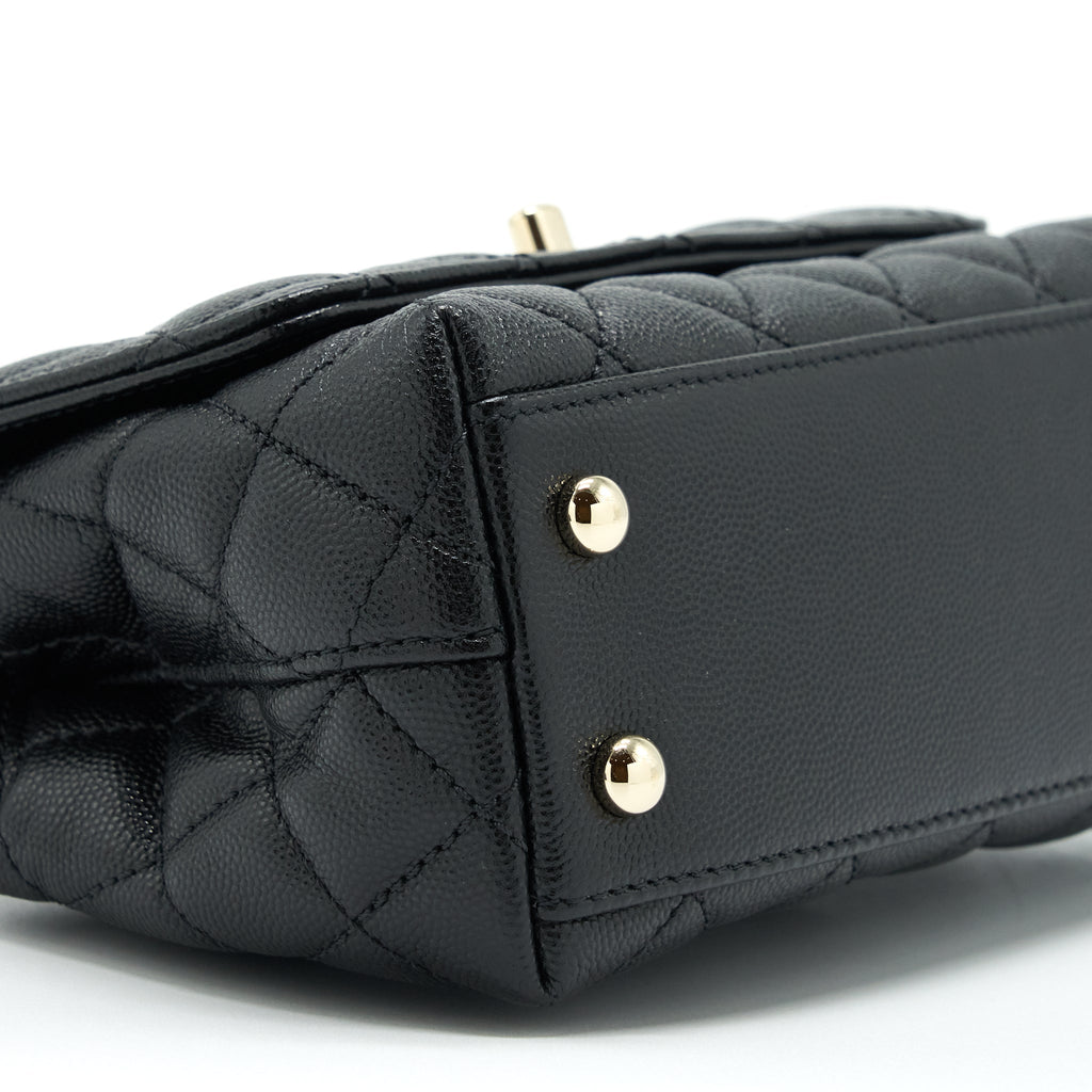 CHANEL MINI COCO HANDLE 20CM CAVIAR BLACK LGHW (MICROCHIP)