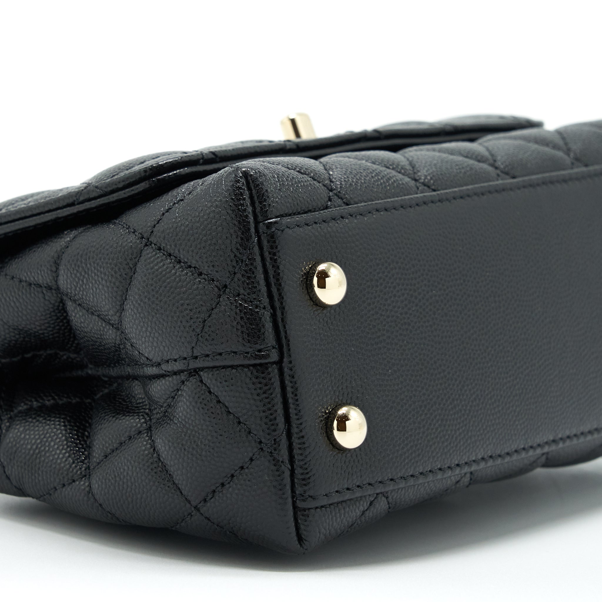 CHANEL MINI COCO HANDLE 20CM CAVIAR BLACK LGHW (MICROCHIP)