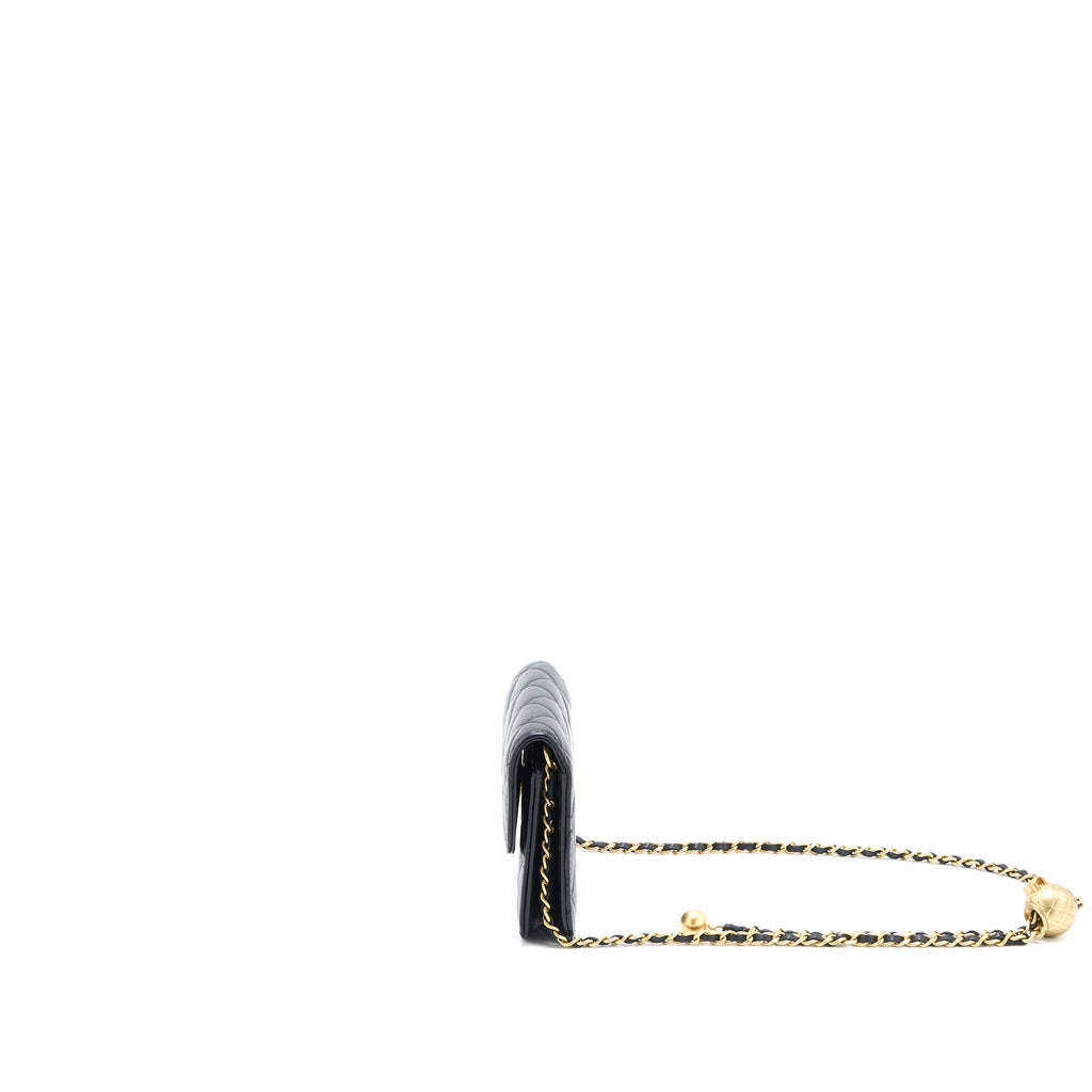 CHANEL PEARL CRUSH MINI FLAP BELT BAG LAMBSKIN BLACK BRUSHED GHW